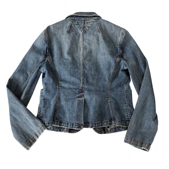 Y2K Tommy Hilfiger Studded Denim Blazer Jacket L Button Up Western Vintage Style - Picture 4 of 8